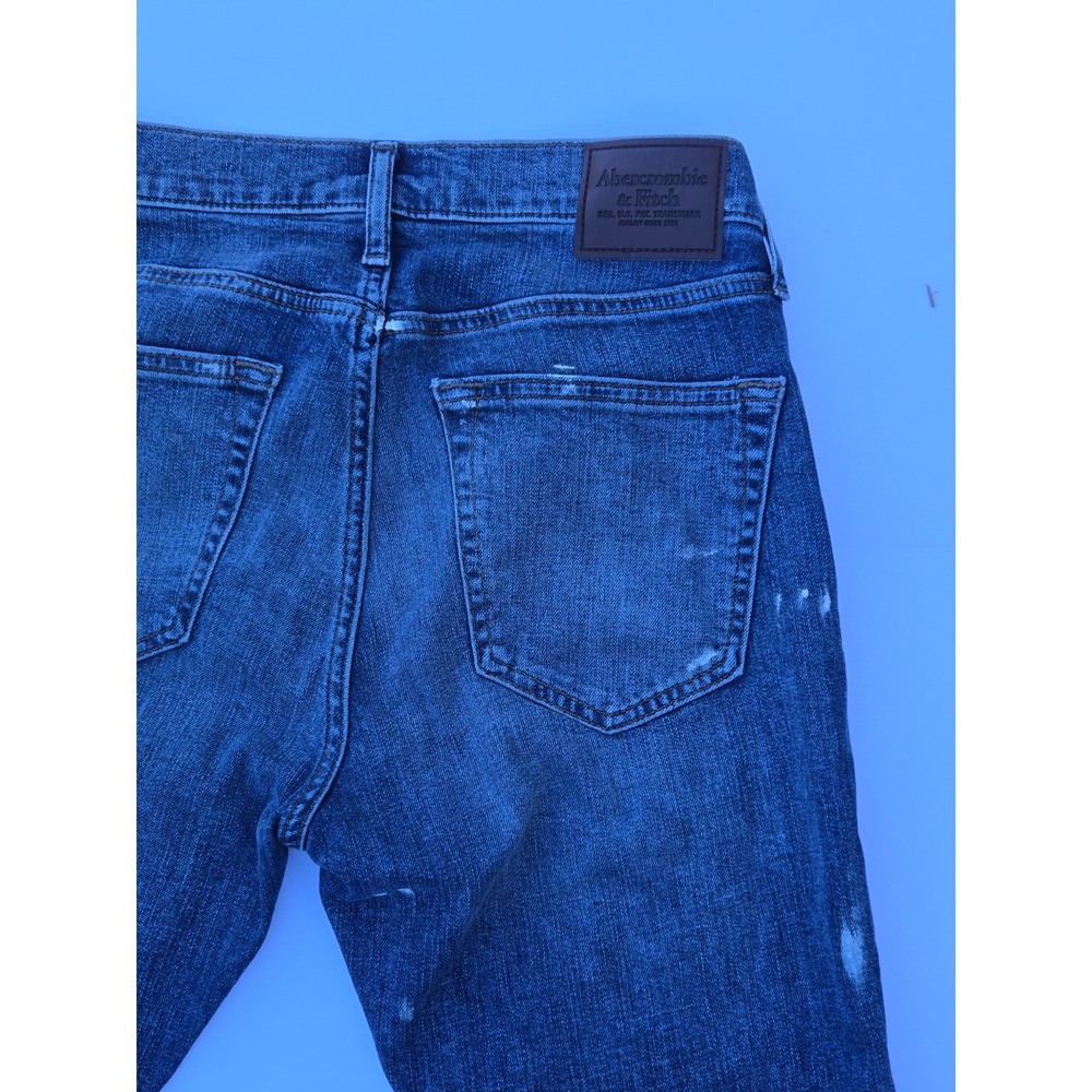 Abercrombie & Fitch Men's Super Skinny Jeans 30x30 Blue Stretch Paint Splatter D - Picture 8 of 8